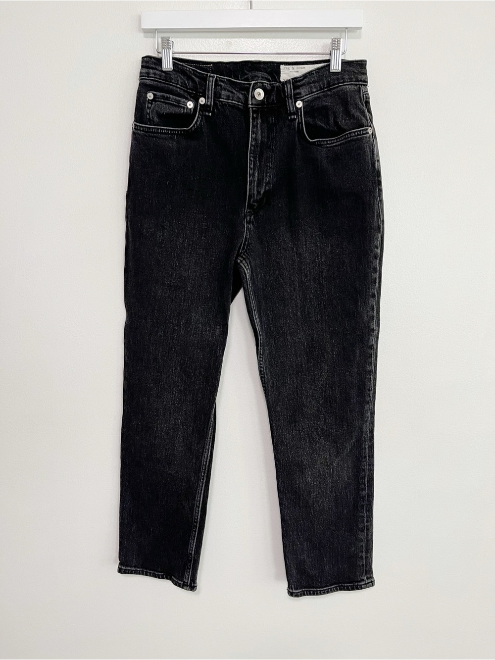 Rag & Bone Womens Wren High Rise Slim Straight Jean Highland Black Size 29 - Picture 3 of 10